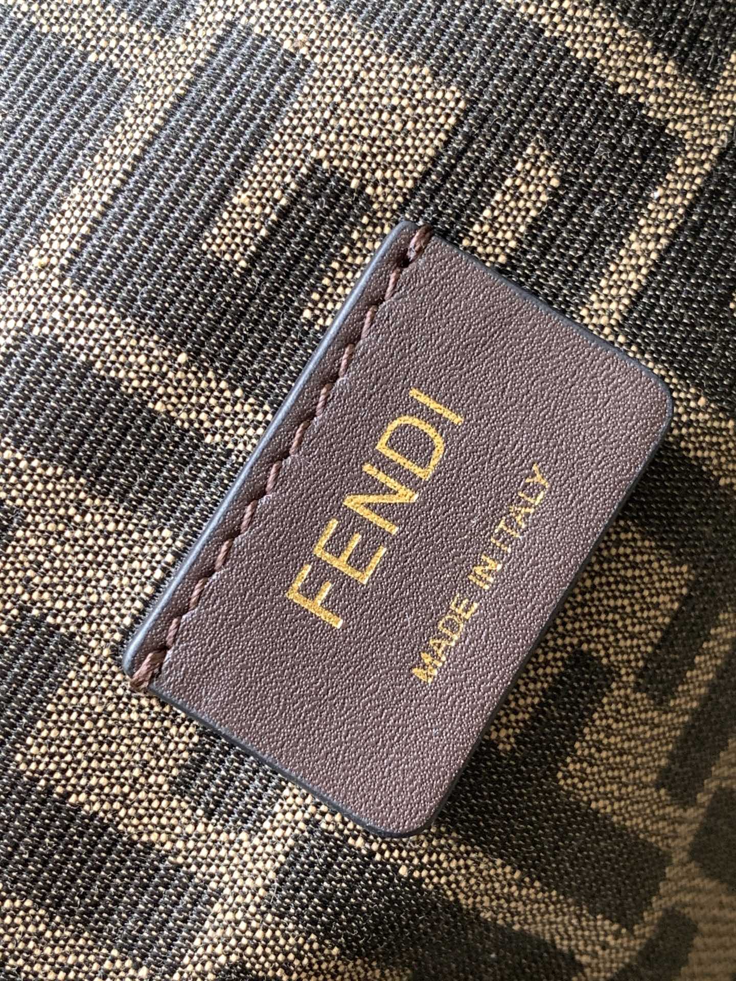 Fendi Small First FF Jacquard Fabric Shoulder Bag Brown